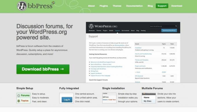 Screenshot van bbPress gratis online forumtool