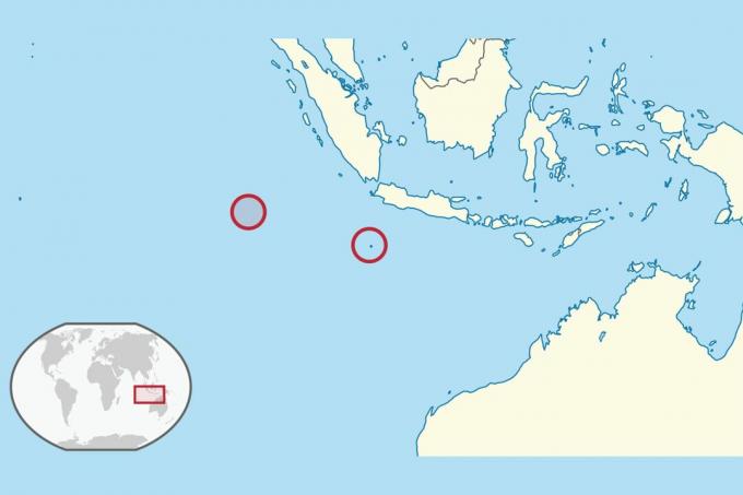 Christmas Island rode krab distributiekaart