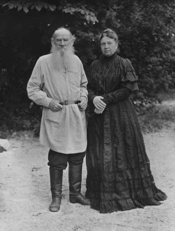 Foto van Leo Tolstoy en zijn vrouw Sonya