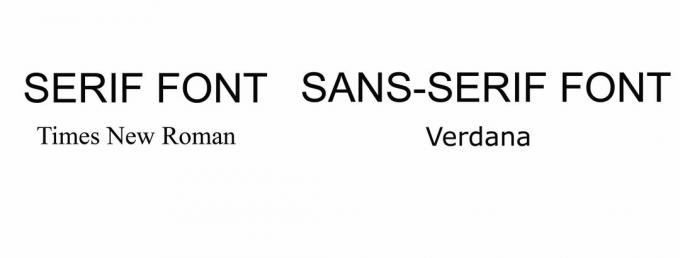 voorbeelden van serif en sans serif-lettertypen