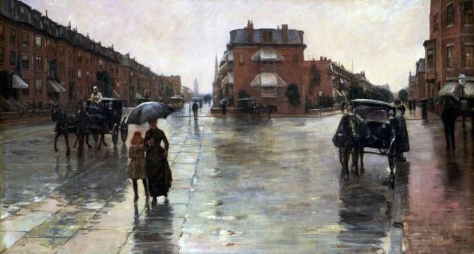 Childe Hassam een ​​regenachtige dag in Boston