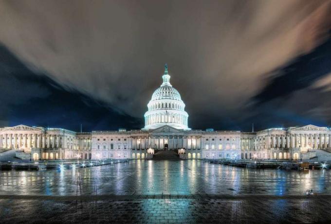 Washington DC Capitool 's nachts vastgelegd