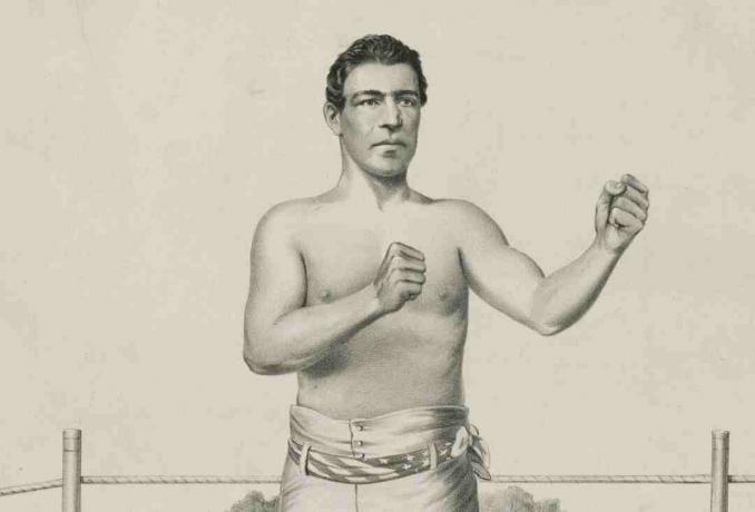 Lithografie van bokser John Morrissey
