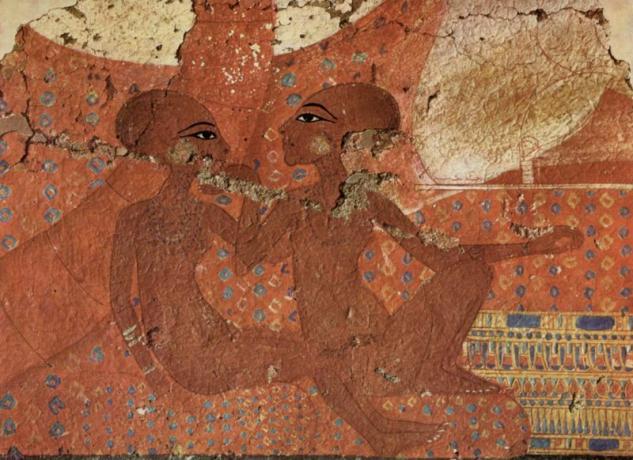 Twee dochters van Akhenaten, Nofernoferuaton en Nofernoferure, c. 1375-1358 v.Chr