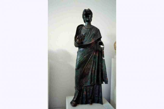 Bronzen beeld van Julia Mamaea, moeder van Alexander Severus, gevonden in Sparta, Romeinse beschaving, 3e eeuw