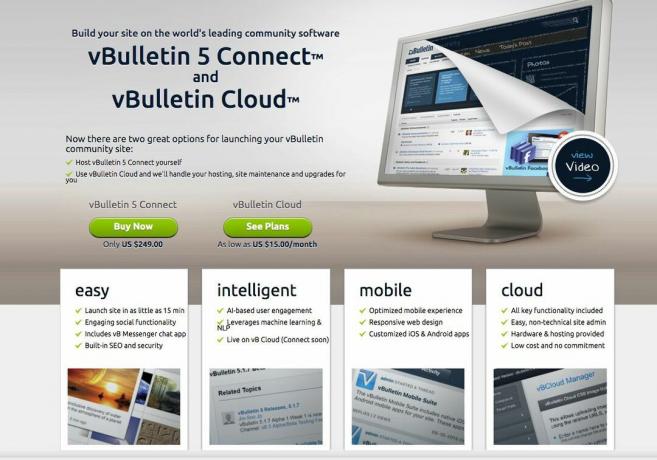 Screenshot van vBulletin-software voor het toevoegen van forums aan een website of blog
