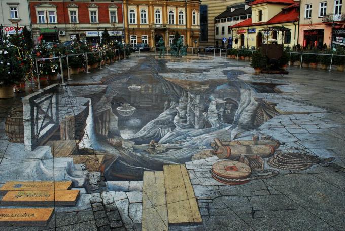 Het 3D-straatschilderij Salt World