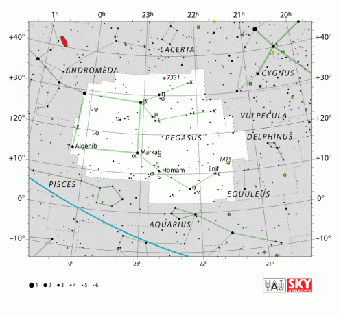 De IAU-kaart van sterrenbeeld Pegasus.