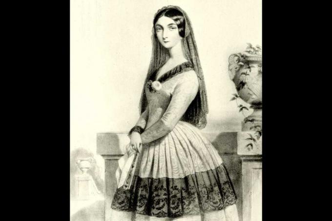Lola Montez, lithografie door Alophe naar een portret van Dartiguenave