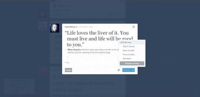 Screenshot van Tumblr Reblog