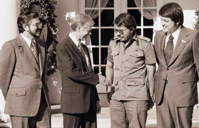 Sandinistische leiders ontmoeten president Jimmy Carter