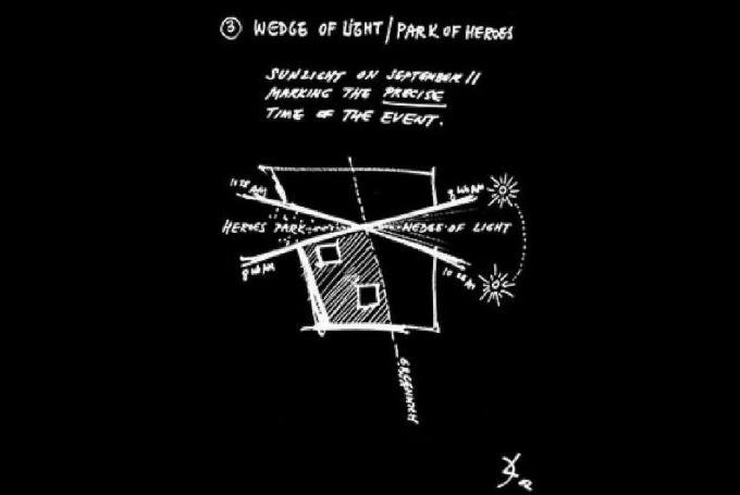 Daniel Libeskind Sketch of Wedge of Light / Park of Heroes uit december 2002 Diapresentatie