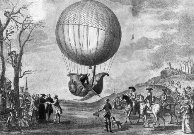 Franse aeronauts Jacques Charles (1746 - 1823) en Nicolas Robert