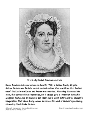 First Lady Rachel Jackson kleurplaat