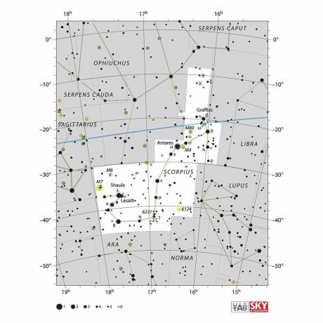 De IAU-sterrenkaart met Scorpius.