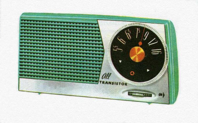 Vintage illustratie van een draagbare de transistorradio van jaren '50