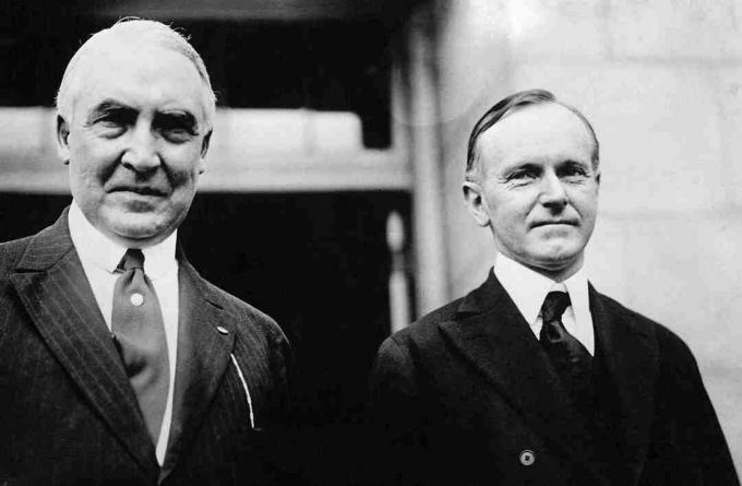 foto van Warren Harding en Calvin Coolidge