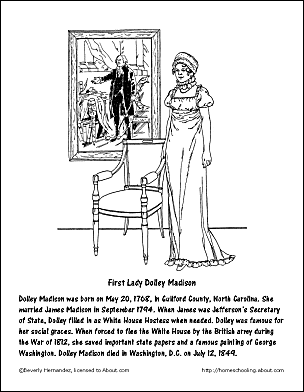 First Lady Dolley Madison Kleurplaat