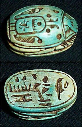 Gesneden Speksteen Scarab Amulet - c. 550 v.Chr.