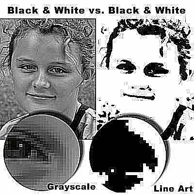 Zwart-wit grijswaarden versus zwart-wit lijntekeningen