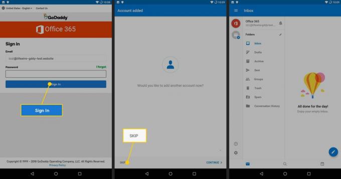 Meld u aan bij GoDaddy-e-mail in Outlook voor Android.