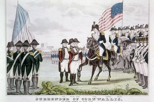'Overgave van Cornwallis', Yorktown, Virginia, 1781.