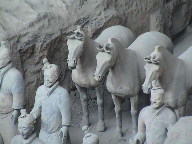 Terracotta soldaten en paarden.