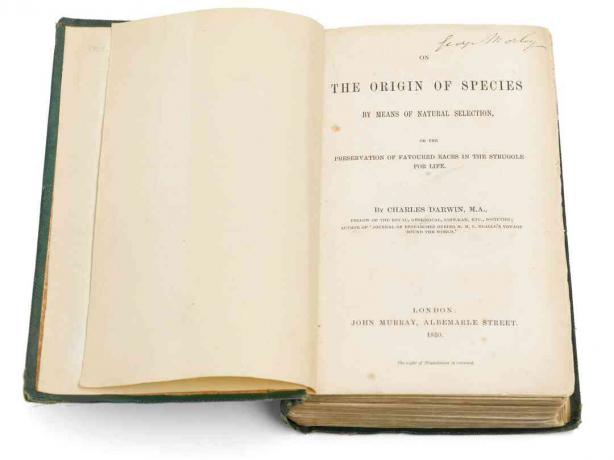 On the Origin of Species by Means of Natural Selection, door Charles Darwin, open boek