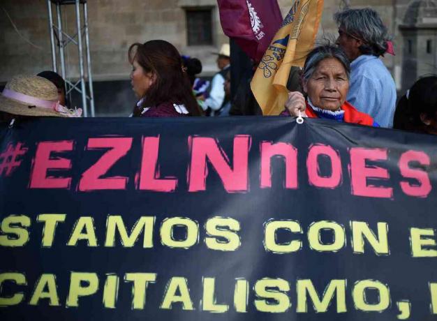 Zapatistas protesteren tegen het Maya Train-project van president López Obrador