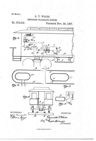 Granville T. Woods 'uitvinding voor het Induction Telegraph System werd in 1887 gepatenteerd