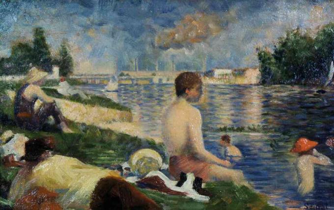 Laatste studie voor zwemmers in Asnières door Georges Seurat