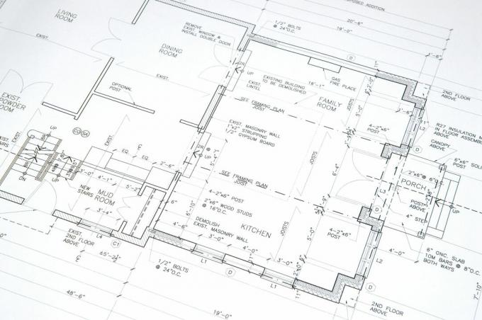 Een gedetailleerde plattegrond op wit papier