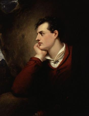 Lord Byron zoals geschilderd door Richard Westall