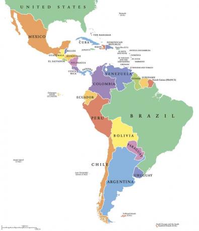 Politieke kaart van Latijns-Amerika