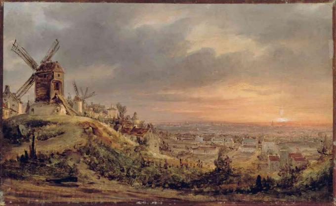 Gezicht op Parijs, geschilderd door Louis Daguerre rond 1830