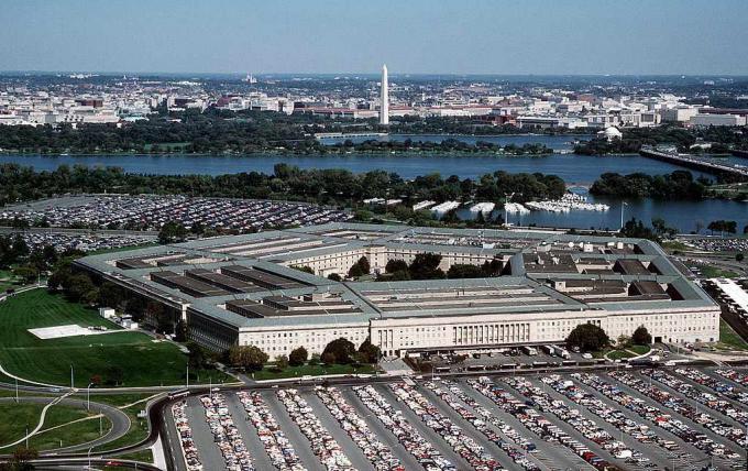 Luchtfoto van het Pentagon, het hoofdkwartier van het Amerikaanse ministerie van Defensie.