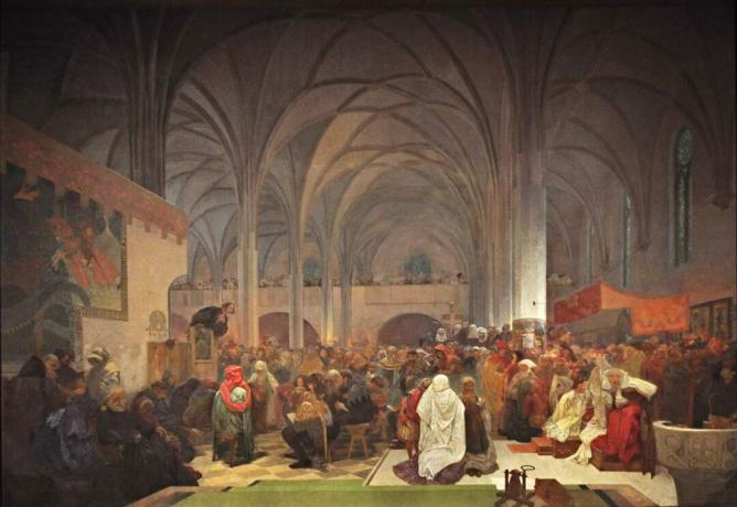 slaaf epische meester jan hus prediking alphonse mucha