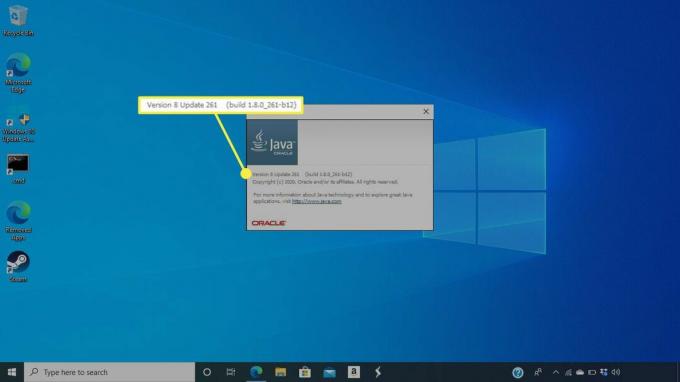 Java build- en versie-informatie in Windows 10