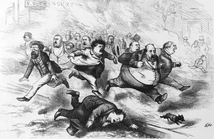 Thomas Nast cartoon van de Tweed Ring getiteld Stop Thief