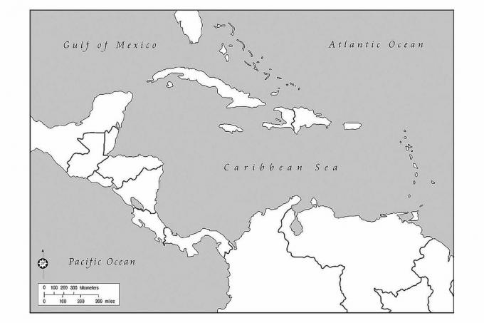 Lege kaart van Midden-Amerika en het Caribisch gebied