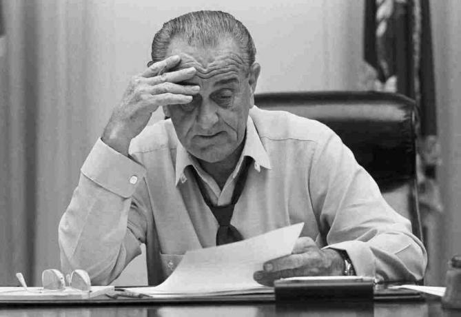 Foto van Lyndon Johnson in 1968