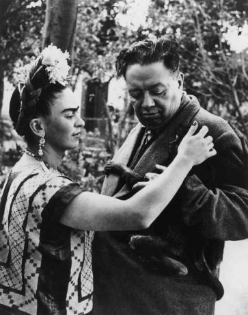 Frida Kahlo met man Diego Riviero