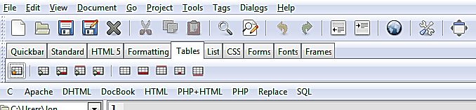 De HTML-werkbalk gebruiken in Bluefish