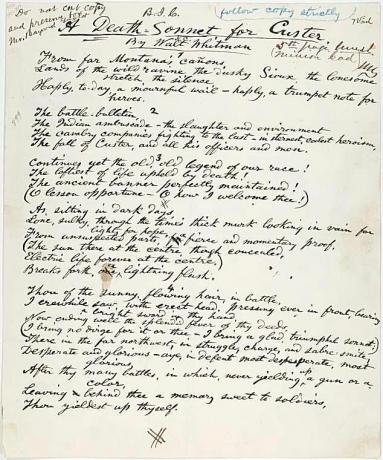 Whitman's Custer Death Sonnet