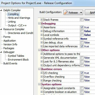 Delphi Release Build-configuratie