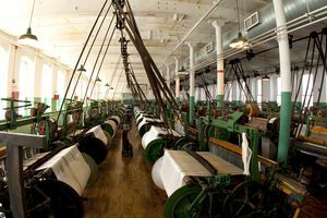 Foto van een gerestaureerde textielfabriek in Lowell, Massachusetts
