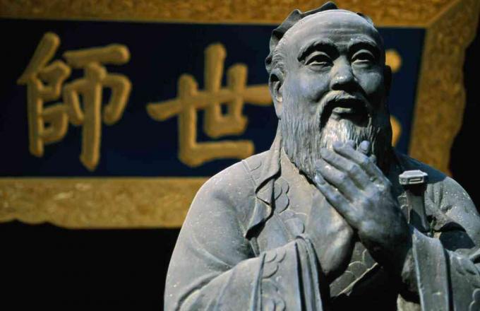 De gerespecteerde wijze Confucius, wiens filosofie eeuwenlang de Chinese beschaving heeft beïnvloed - Wenmiao (Confucius-tempel), district Nanshi.