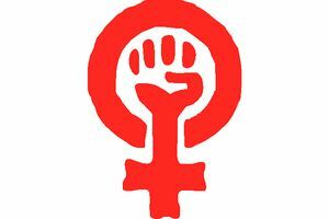 Vuist in vrouwelijk symbool voor de bevrijding van vrouwen